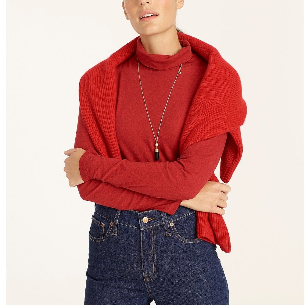 J. Crew Tissue Turtleneck Top - Heather Pomegranate Red XL